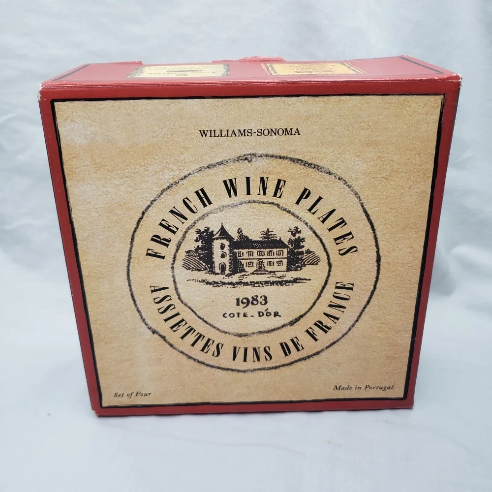 Williams Sonoma Four Small French Wine Plates In Box Ceramic 6.5 Inches
